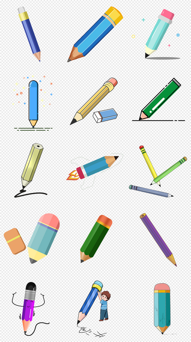 卡通蓝色铅笔PNG免抠素材 文化用品中的创意亮点